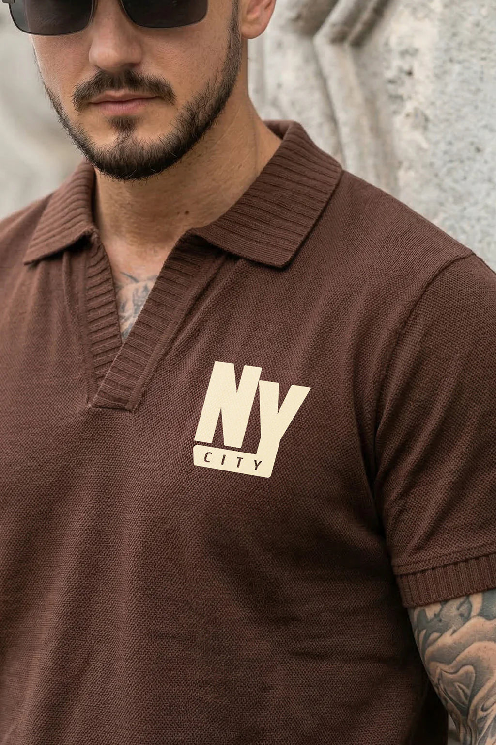 🧡 New York Chocolate Rib Collar Regular Fit Pique Polo T-Shirt