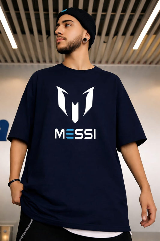 Blue Printed Oversized T-Shirt